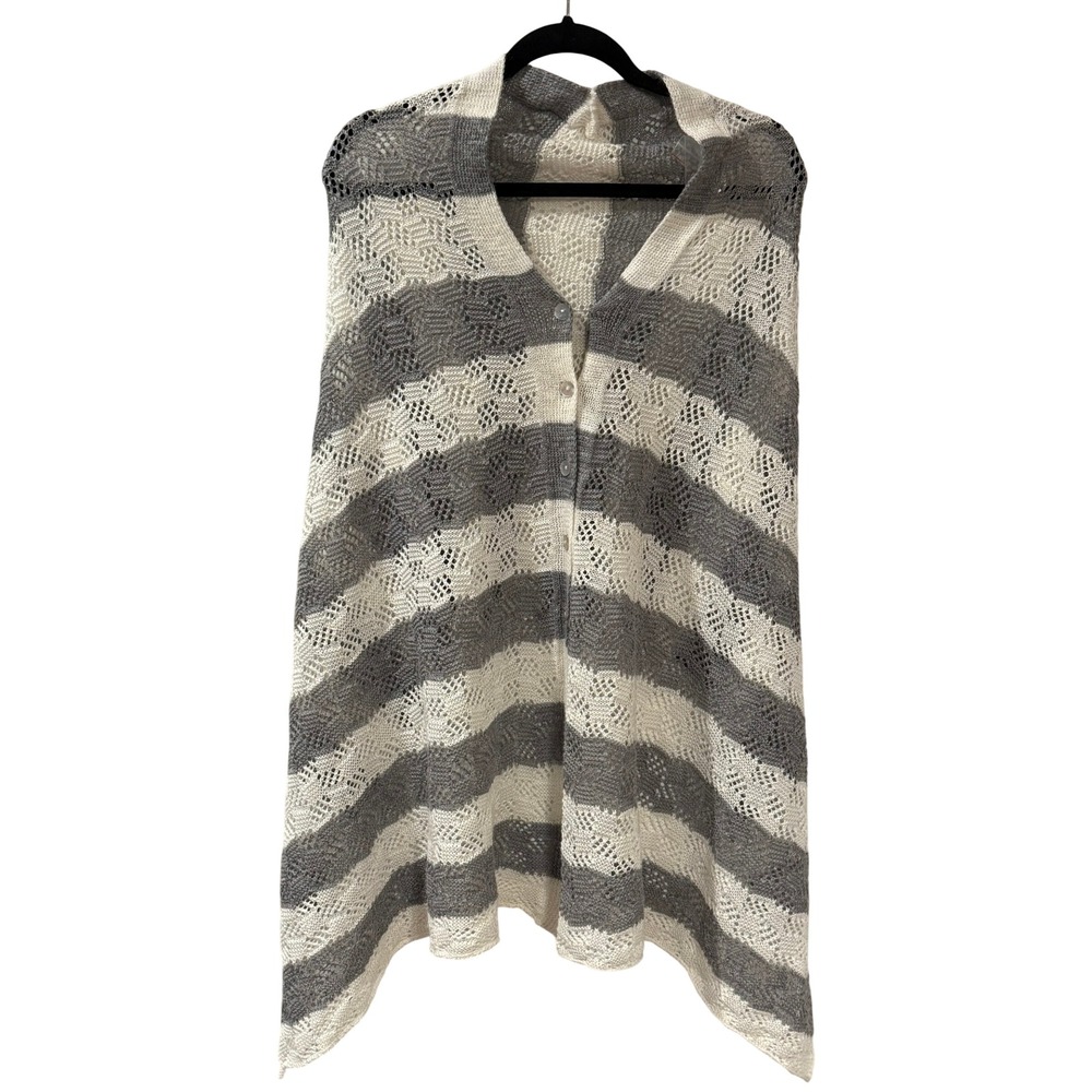 Moth by Anthropologie Striped Crochet Shawl Cardigan One Size‎ Made in Italy